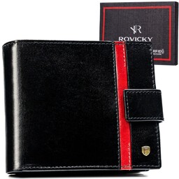 Rovicky Portfel Skórzany Z Rfid Męski Zapinany Pojemny