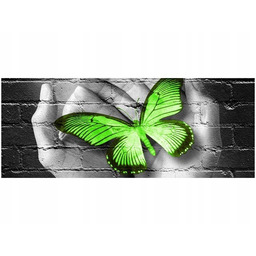 Obraz Green Butterfly motyl dłoń cegła