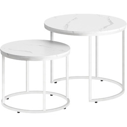 Edinos Komplet 2 stolików kawowych marmur + biały