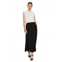 Vero Moda Czarna Spódnica Midi z Wiskozy Prosta