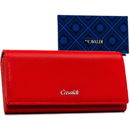 Czerwony Portfel Damski Poziomy Na Karty Ze Skóry