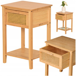 Szafka Nocna Brązowa Stolik z Szufladą Bambus 60x40x35