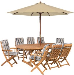 Beliani Zestaw mebli ogrodowych parasol 8 krzeseł