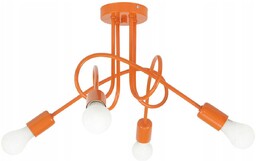 Lampa Sufitowa Dziecięca Pomarańczowa Loft 4 Zakręcona Żyrandol
