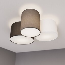 Lampa sufitowa Lindby Laurenz, 3-punktowa, szara/brązowa, tekstylna