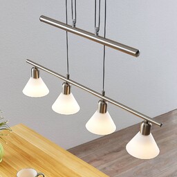 Lampa wisząca Lindby Delira, 4-punktowa, nikiel, regulowana wysokość