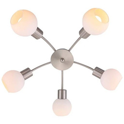 Lindby - Elaina 5 Lampa Sufitowa Nickel/Opal