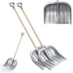 Zestaw łopat do odśnieżania śniegu trzonek drewniany srebrna