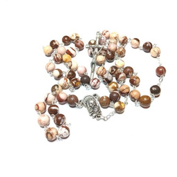 Różaniec kamień naturalny - agat brązowy