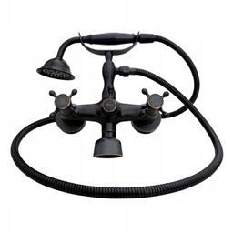 Bateria Wannowo Prysznicowa Ścienna Rea Retro Czarna Długa