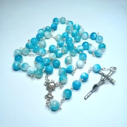 Różaniec kamień naturalny - jadeit perski niebieski 8mm