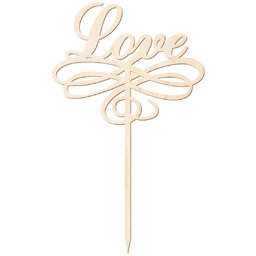Topper drewniany na tort Love - 15 cm