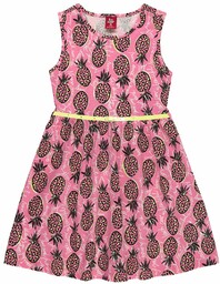 Różowa bawełniana sukienka dziewczęca w ananasy