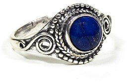 Pierścionek z lapis lazuli (mosiądz - kolor srebrny)