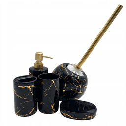 Zestaw Łazienkowy x5 Marmur Dozownik Kubek Mydelniczka Szczotka