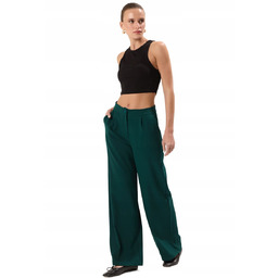 TRENDYOL ZIELONE ELEGANCKIE SPODNIE W KULOTY Z ZASZEWKAMI