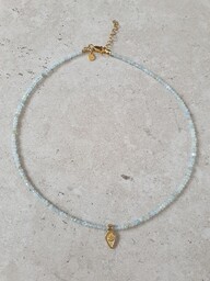 Pakamera Naszyjnik choker ANTYK z akwamarynem i zawieszką