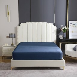 Prześcieradło Satynowe z Gumką 160x200 Granatowe, Luksusowe