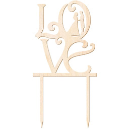 Topper drewniany na tort Love - 15,5 cm