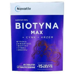 Novativ Biotyna Max+Cynk+Krzem, 75tabl. -> Odbiór w Żabce!