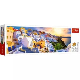 Puzzle 1000 Panorama Zachód słońca na Santorini -