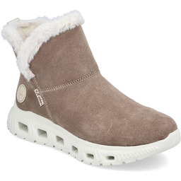 Wodoodporne skórzane botki damskie śniegowce beżowe Rieker M6050-64