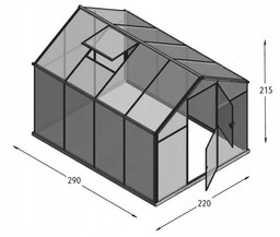 Emaga Szklarnia Sanus L-7 wymiar 2,2x2,9m H=2,15m 6,4m2