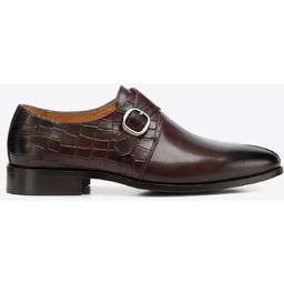 Męskie półbuty monki ze skóry naturalnej croco brązowe