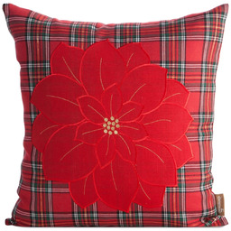 Poszewka bożonarodzeniowa w czerwono-zieloną kratę PSWA-299