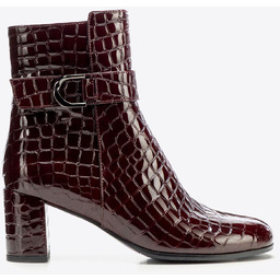 Damskie botki ze skóry lakierowanej o fakturze croco