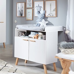 Komoda z przewijakiem Dreamland, biały mat, lite drewno