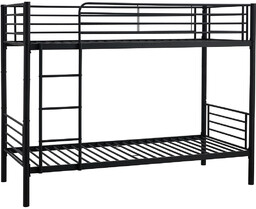 Elior Czarne metalowe łóżko piętrowe młodzieżowe 90x200 -