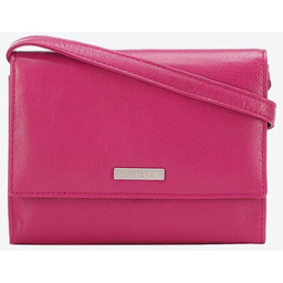 Damski portfelik crossbody ze skóry różowy