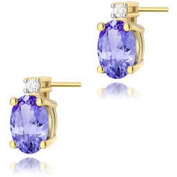 Złote kolczyki K0001 Tanzanit 2 x 0,40ct żółte