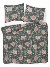 Detexpol Pościel z perkalu ciemnozielona z ornamentowym motywem