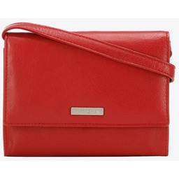 Damski portfelik crossbody ze skóry czerwony