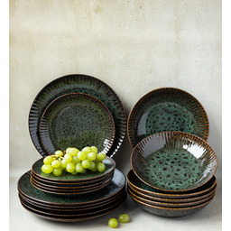 Lubiana Stoneware Jade Zielony Serwis Obiadowy 12 El