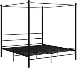 Edinos Czarne dwuosobowe łóżko z metalu 180x200 cm