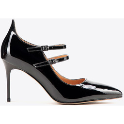 Damskie czółenka ze skóry lakierowanej na szpilce czarne