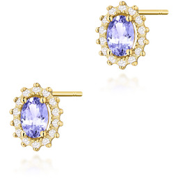 Złote kolczyki K0514 Tanzanit 2 x 0,40ct żółte