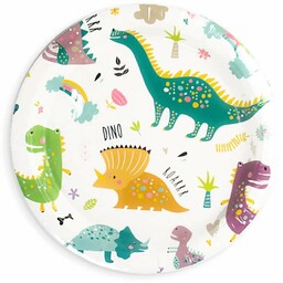 Talerzyki papierowe Dinozaury - 18 cm - 6