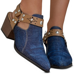 Botki Stylowe Eleganckie Sandały Damskie Weide Jeansowe