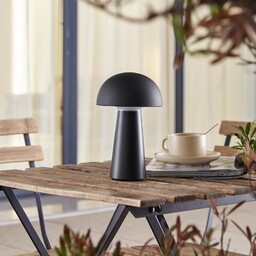 Akumulatorowa lampa stołowa LED Lindby Zyre, czarna, IP44,