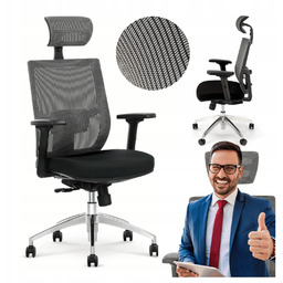 Fotel Obrotowy Ergonomiczny do Biura Szary Czarny Biurowy