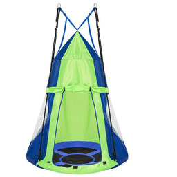 Huśtawka ogrodowa wisząca bocianie gniazdo dziecięca niebieska namiot