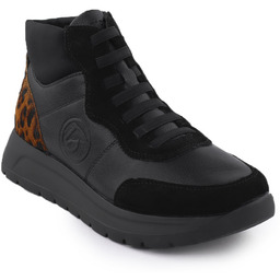 Skórzane botki damskie na platformie czarne Rieker Remonte