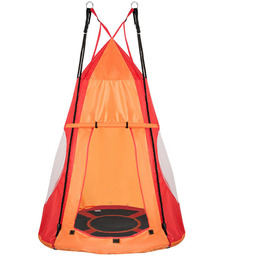 Huśtawka ogrodowa wisząca bocianie gniazdo dla dzieci czerwona