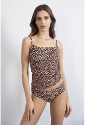 Bezszwowa koszulka z motywem zwierzęcym Panther BROWN