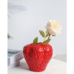 DN DECONATION Czerwony wazon truskawkowy, ceramiczny wazon