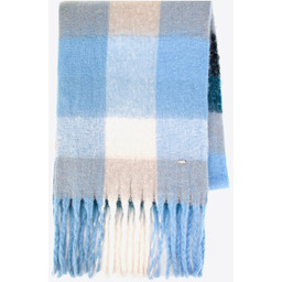 Damski szalik w wielokolorową kratkę niebiesko - biały